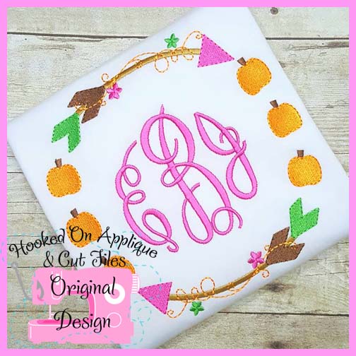 Fall Arrow Circle Embroidery Design