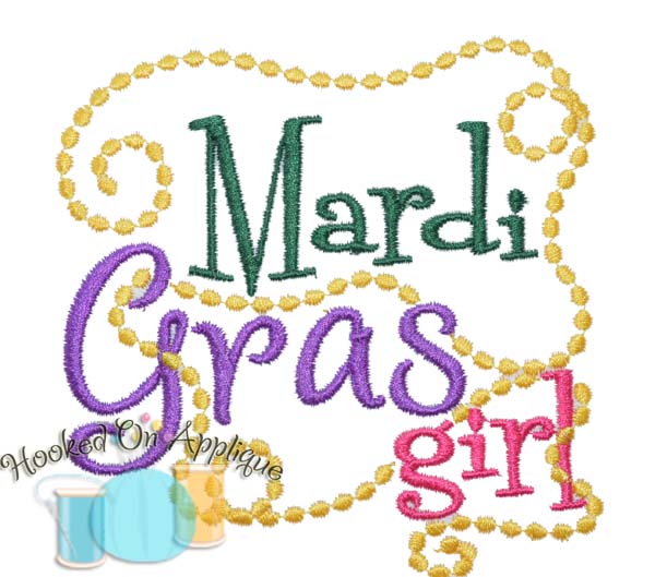 Mardi Gras Girl Embroidery Design