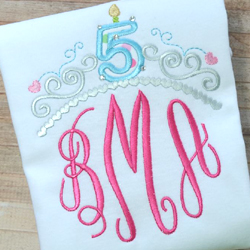 Tiara only Birthday Numbers Applique